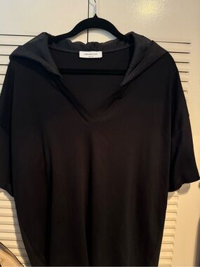 Fabiana Fillipi black cotton silk hood short sleeve top